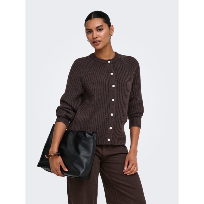 ONLY Kalibu strikcardigan - Chocolate Brown
