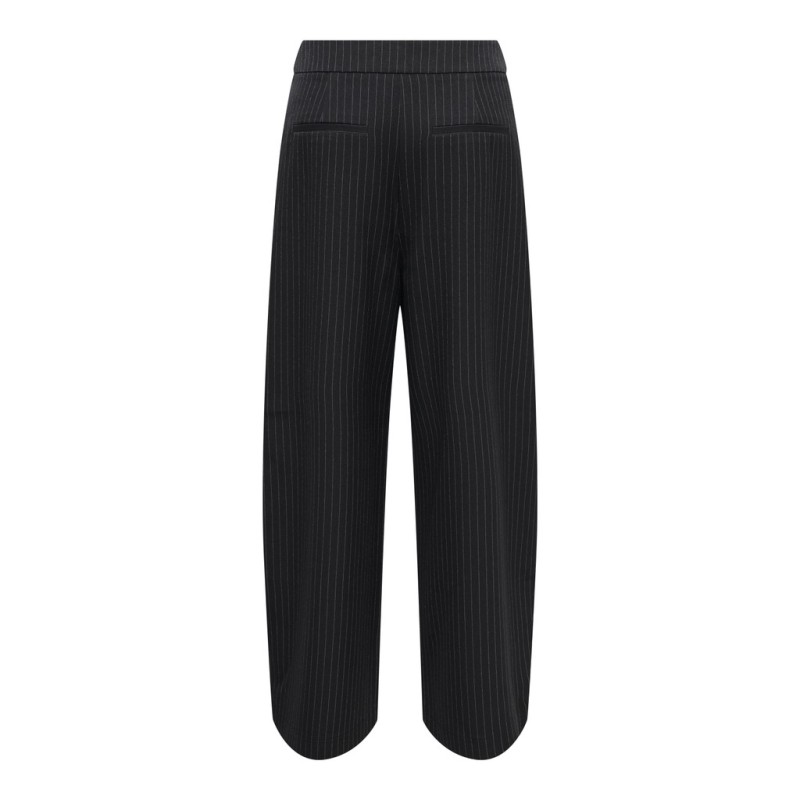 ONLY Pinya pleat barrel bukser - Black / Cloud Dancer Pinstripes