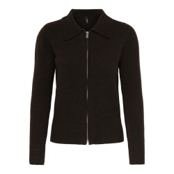 ONLY Macey zipper strikcardigan - Coffee Bean / Silver Zip