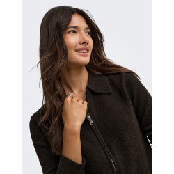 ONLY Macey zipper strikcardigan - Coffee Bean / Silver Zip