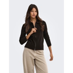 ONLY Macey zipper strikcardigan - Coffee Bean / Silver Zip