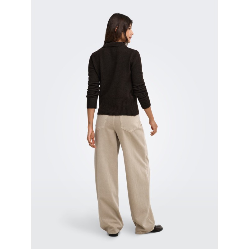 ONLY Macey zipper strikcardigan - Coffee Bean / Silver Zip