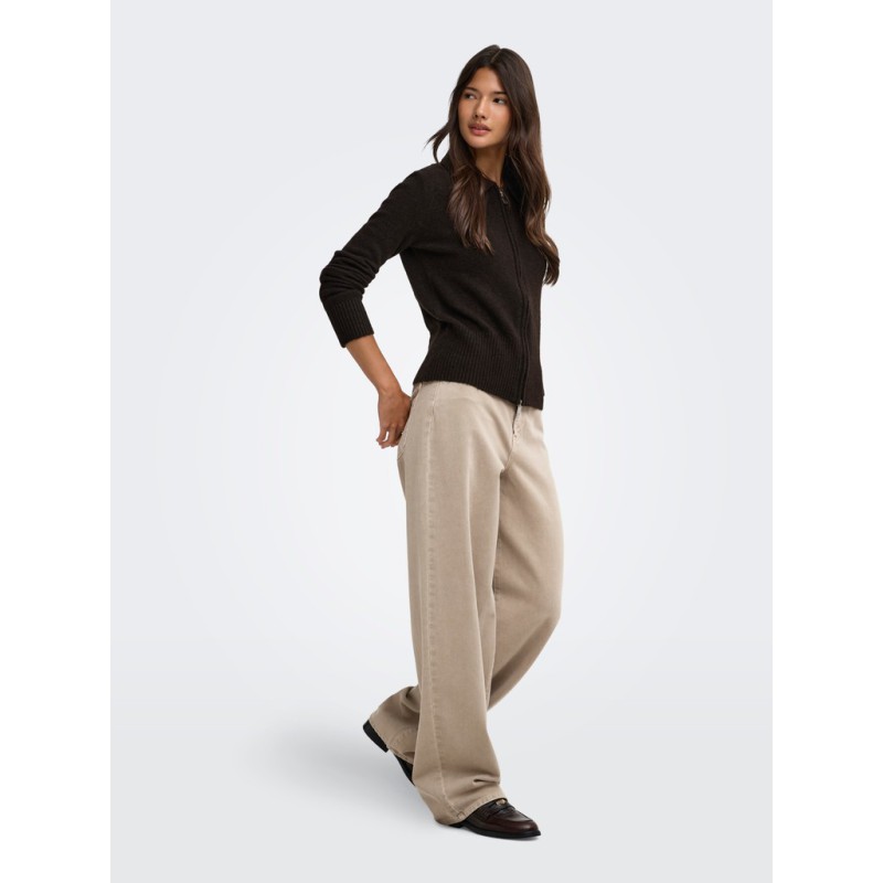 ONLY Macey zipper strikcardigan - Coffee Bean / Silver Zip