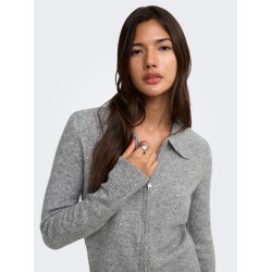 ONLY Macey zipper strikcardigan - Medium Grey Melange / Silver Zip