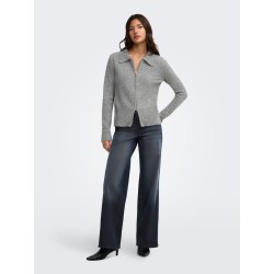 ONLY Macey zipper strikcardigan - Medium Grey Melange / Silver Zip