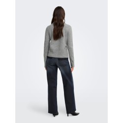 ONLY Macey zipper strikcardigan - Medium Grey Melange / Silver Zip