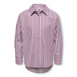 KIDS ONLY Vesper loose langærmet skjorte - Pink Lady / stripes fudge