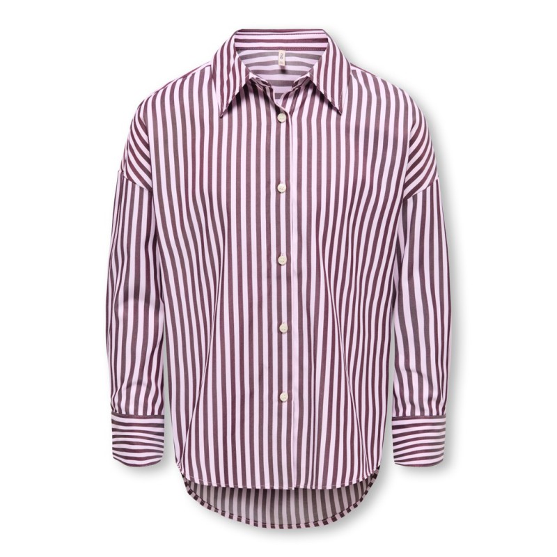 KIDS ONLY Vesper loose langærmet skjorte - Pink Lady / stripes fudge