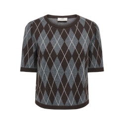 JDY Maggy argyle strik pullover - Dark Grey Melange