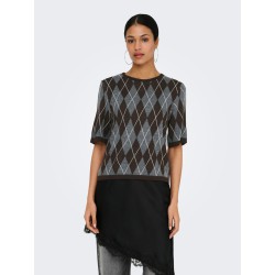 JDY Maggy argyle strik pullover - Dark Grey Melange