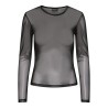 PIECES Ninni langærmet mesh top - Sort
