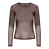 PIECES Ninni langærmet mesh top - Hot Fudge