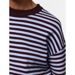 PIECES Jassy langærmet stribet strik - Hot Fudge / CASHMERE BLUE