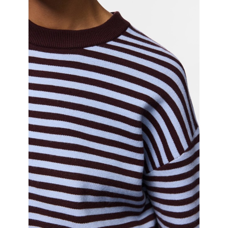 PIECES Jassy langærmet stribet strik - Hot Fudge / CASHMERE BLUE
