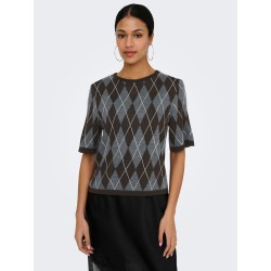 JDY Maggy argyle strik pullover - Dark Grey Melange