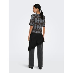JDY Maggy argyle strik pullover - Dark Grey Melange