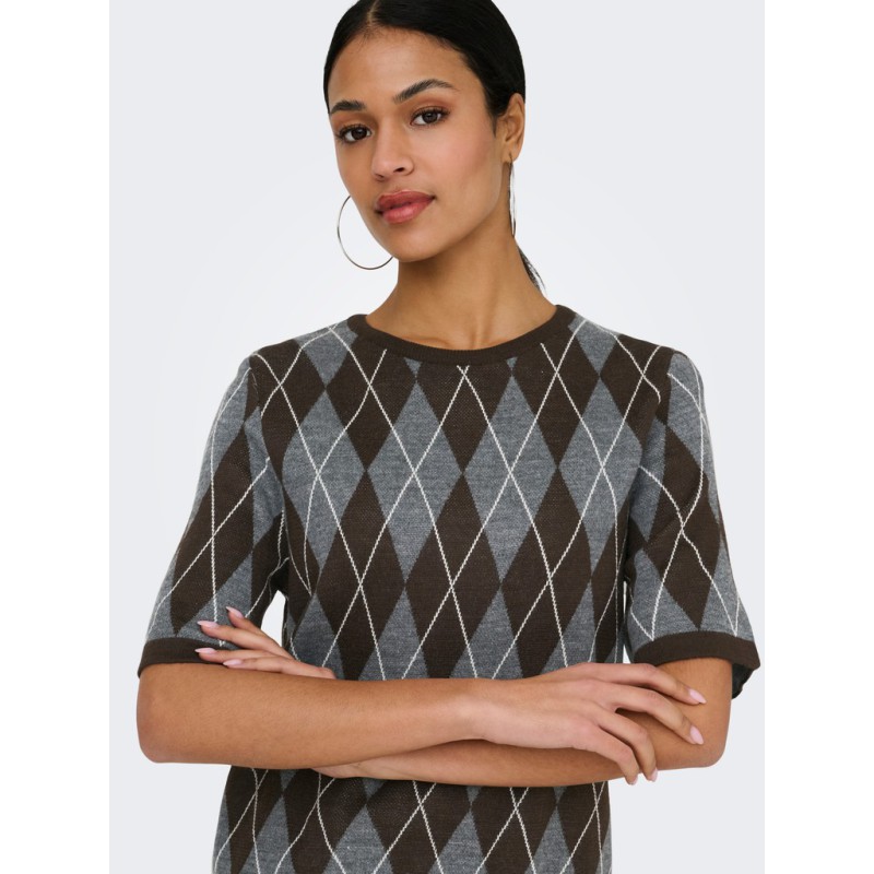 JDY Maggy argyle strik pullover - Dark Grey Melange
