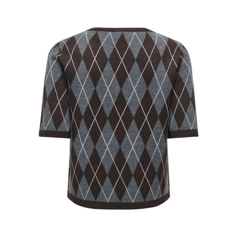 JDY Maggy argyle strik pullover - Dark Grey Melange