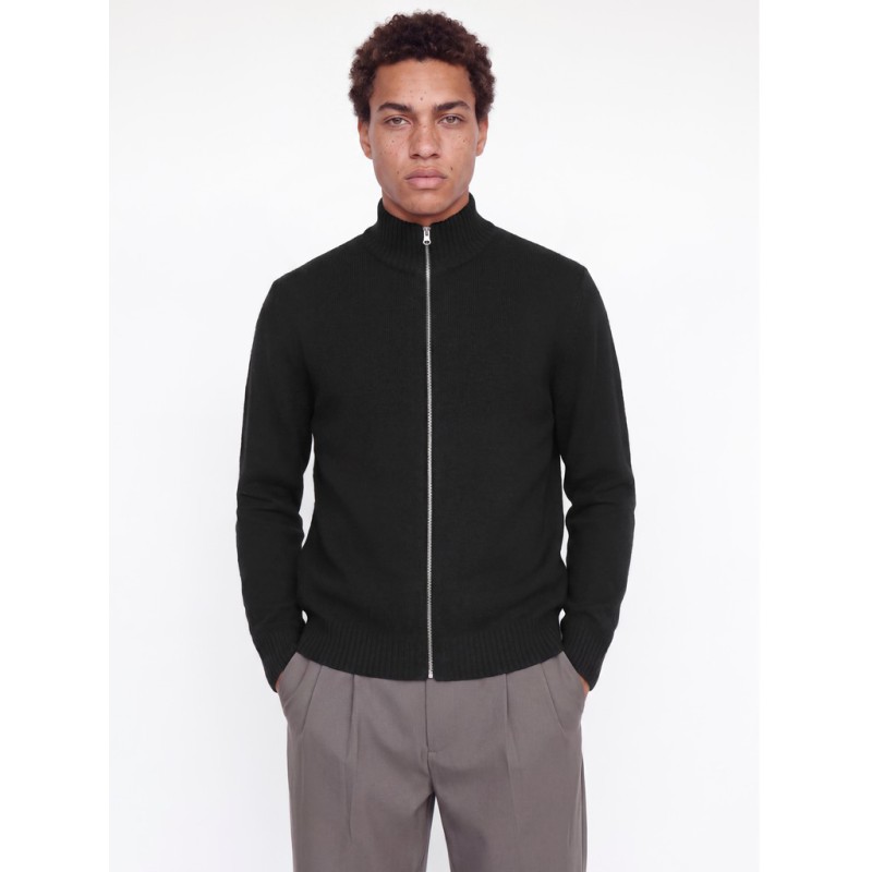 JACK & JONES Soho ollie højhals zip strikcardigan - Sort
