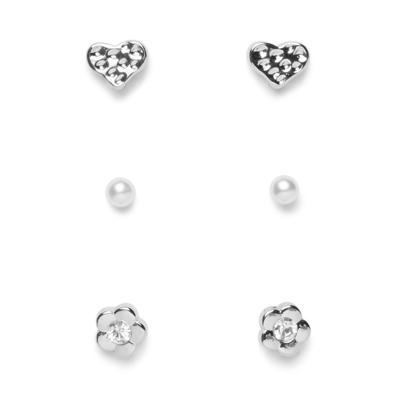 PIECES Annie øreringe 3-pak - Silver Colour