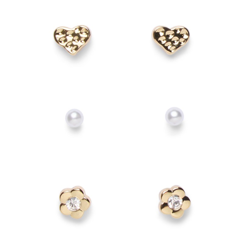 PIECES Annie øreringe 3-pak - Gold Colour