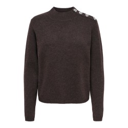 JDY Super life button striktrøje - Coffee Bean / Melange