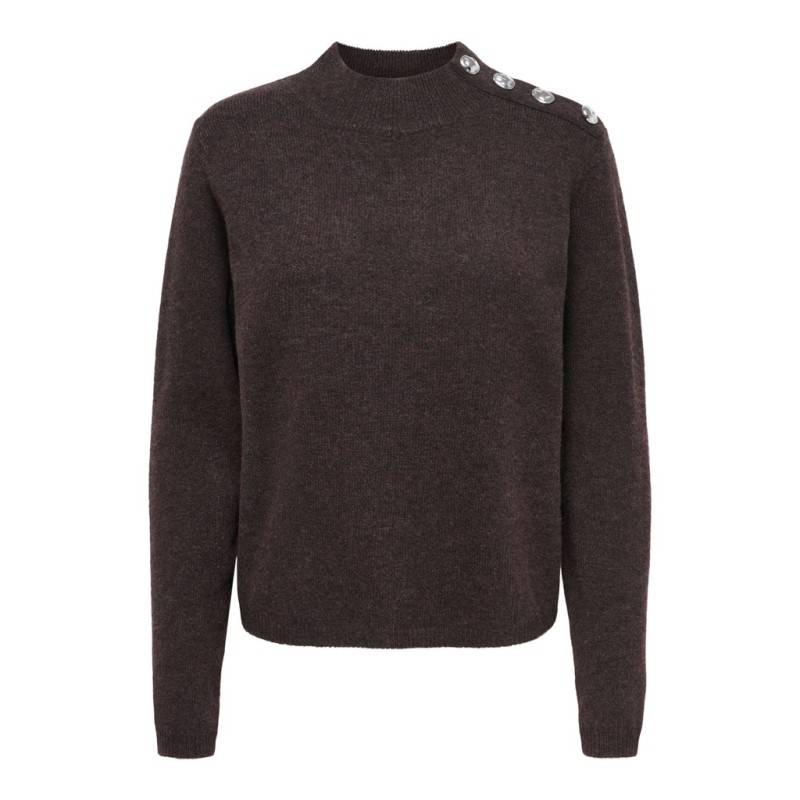 JDY Super life button striktrøje - Coffee Bean / Melange