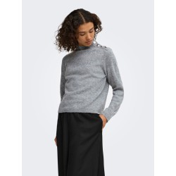 JDY Super life button striktrøje - Medium Grey Melange