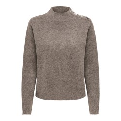 JDY Super life button striktrøje - Walnut / Melange