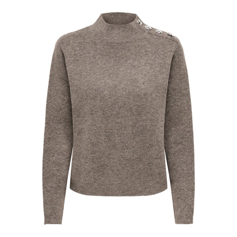 JDY Super life button striktrøje - Walnut / Melange