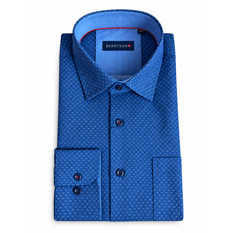 BERTNSON Strygefri langærmet skjorte - Royal Blue