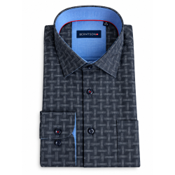 BERNTSON Strygefri langærmet skjorte - Black Pattern