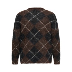 ONLY CARMAKOMA Noeme pattern langærmet striktrøje - Coffee Bean