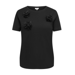 ONLY CARMAKOMA Jolly bling T-shirt - Black / Black tulle flowers