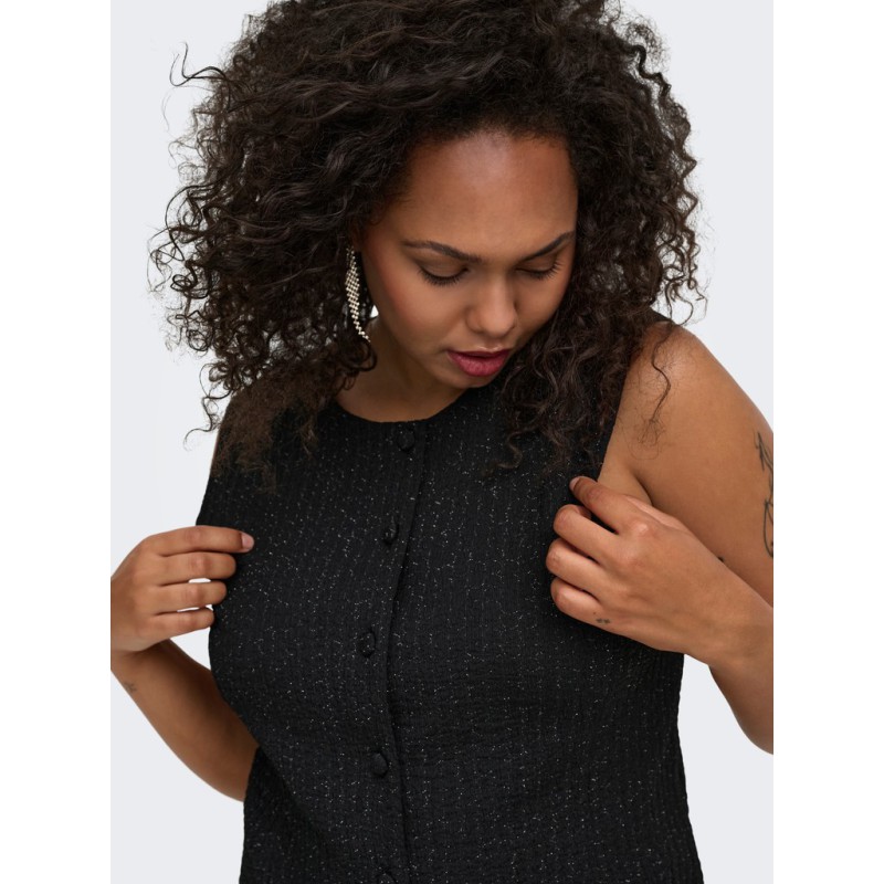 ONLY CARMAKOMA Milla vest - Black / Silver Glitter