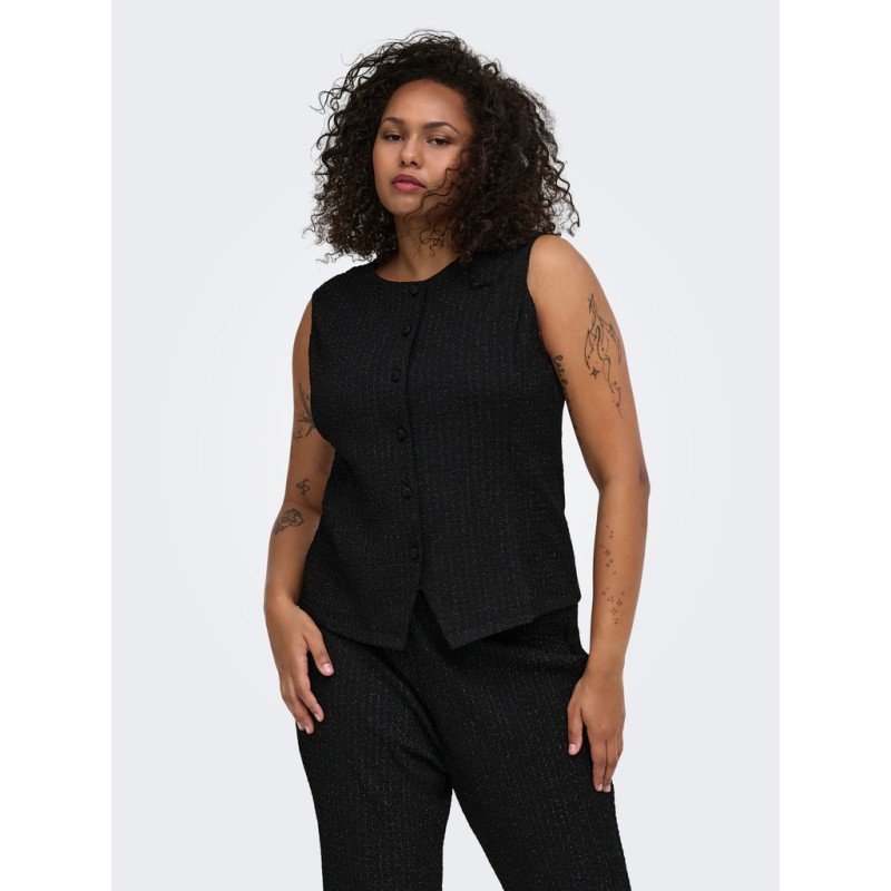 ONLY CARMAKOMA Milla vest - Black / Silver Glitter