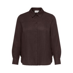 ONLY CARMAKOMA Bay topstitch cuff skjorte - Coffee Bean / Melange