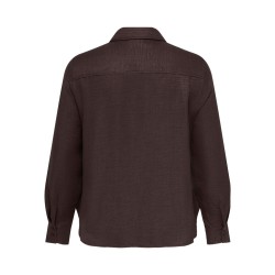 ONLY CARMAKOMA Bay topstitch cuff skjorte - Coffee Bean / Melange