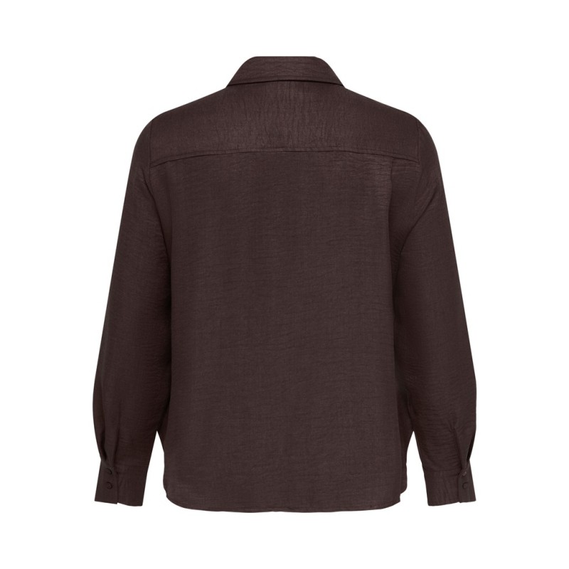 ONLY CARMAKOMA Bay topstitch cuff skjorte - Coffee Bean / Melange