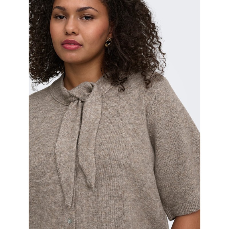 ONLY CARMAKOMA Lana scarf detail strikcardigan - Taupe Gray