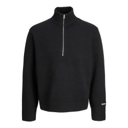 JACK & JONES PLUS Norrebro half zip striktrøje - Black
