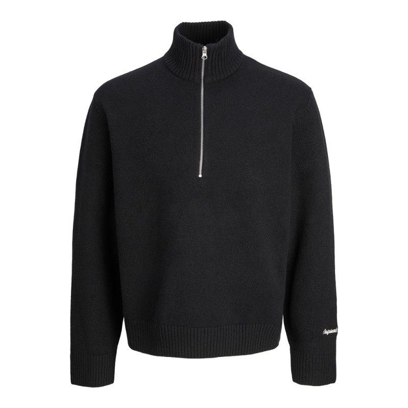 JACK & JONES PLUS Norrebro half zip striktrøje - Black