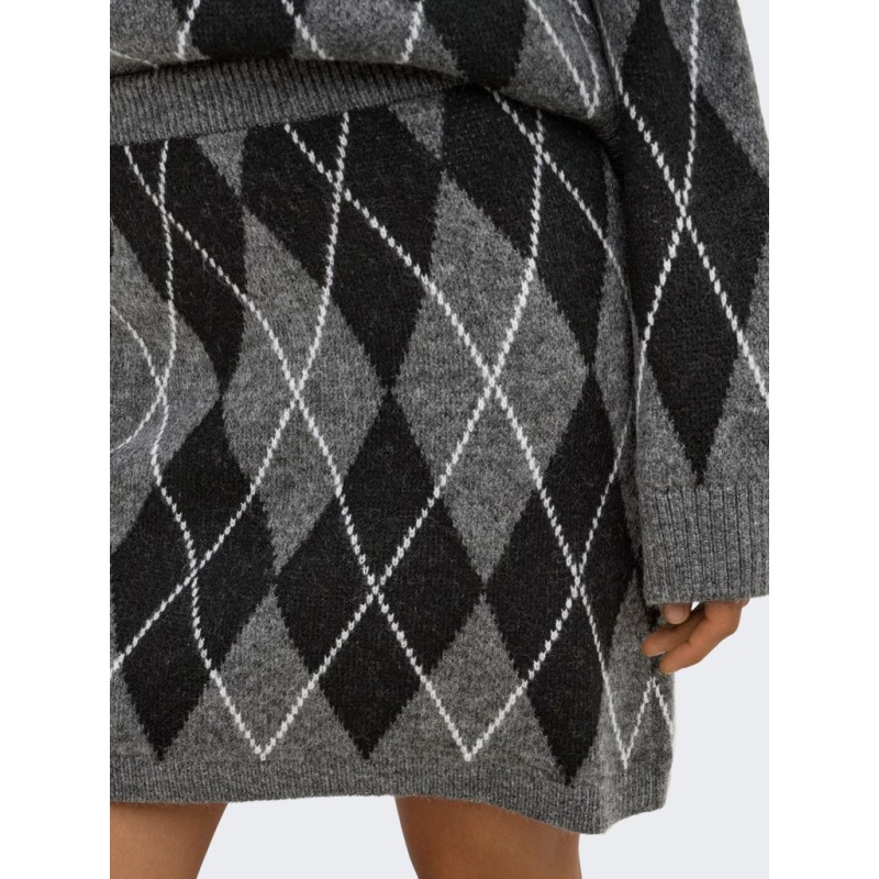 JDY Bianka high waist striknederdel - Dark Grey Melange