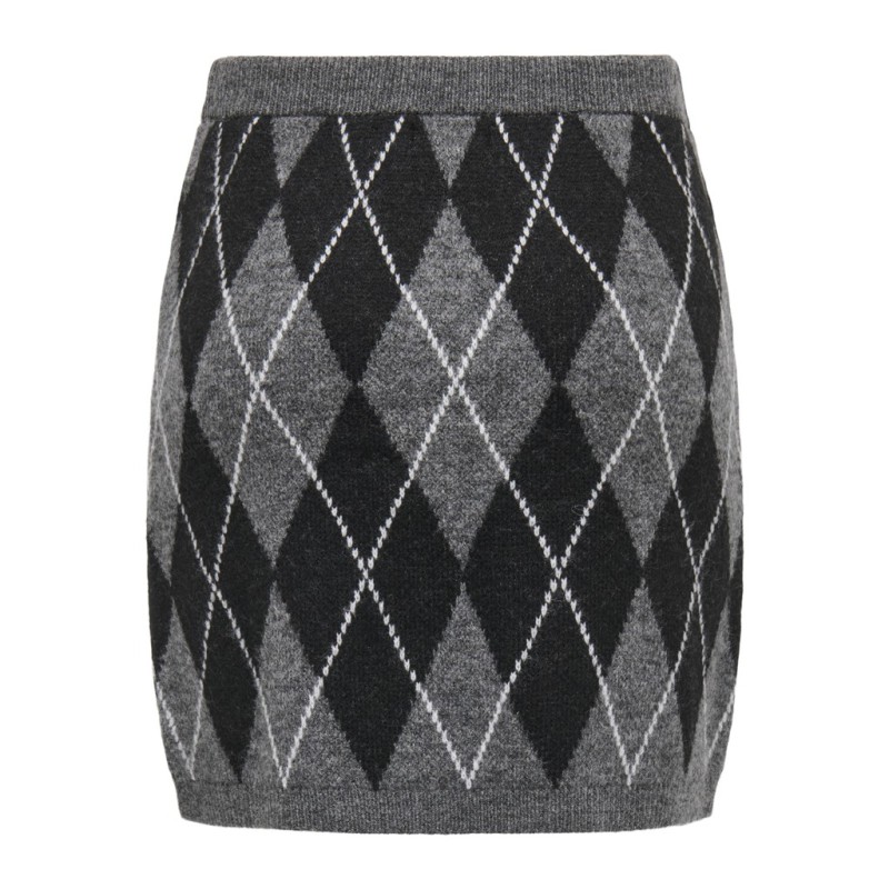 JDY Bianka high waist striknederdel - Dark Grey Melange