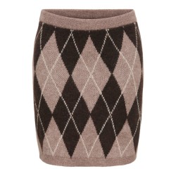 JDY Bianka high waist striknederdel - Chocolate Torte / Argyle