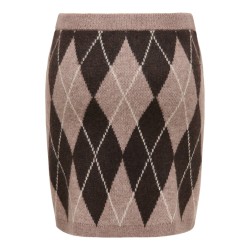 JDY Bianka high waist striknederdel - Chocolate Torte / Argyle