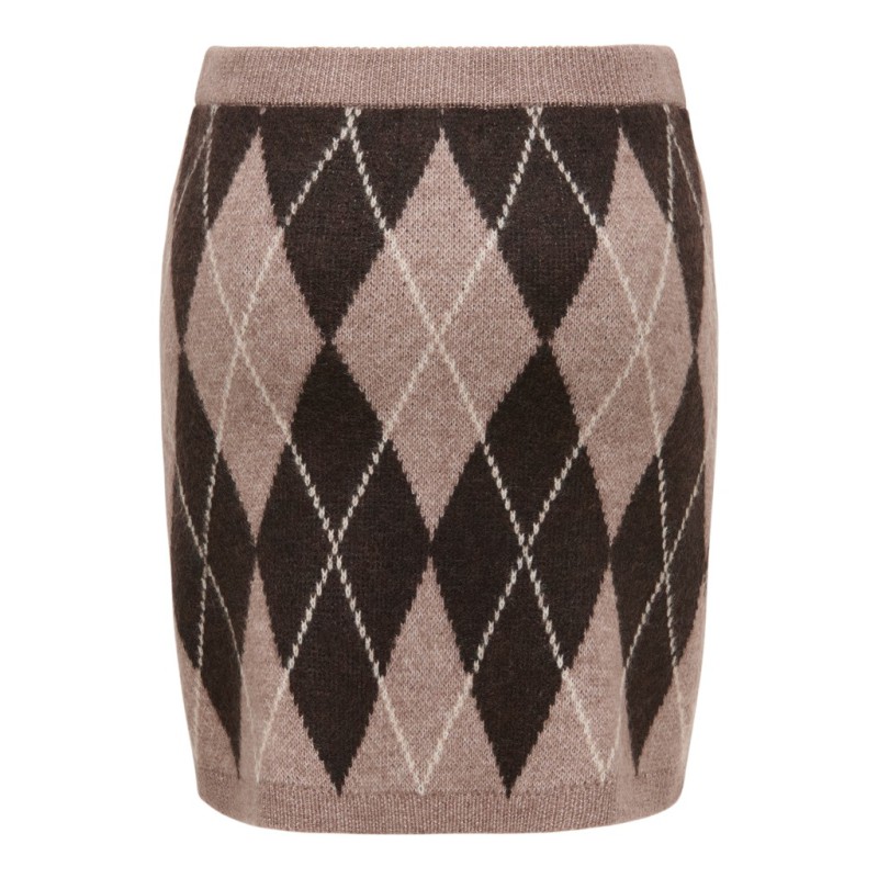 JDY Bianka high waist striknederdel - Chocolate Torte / Argyle