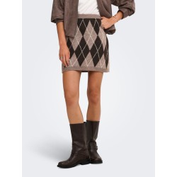 JDY Bianka high waist striknederdel - Chocolate Torte / Argyle