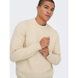 ONLY & SONS James relaxed striktrøje - Oatmeal