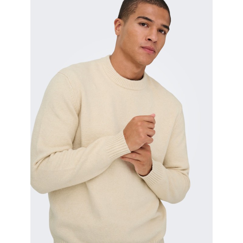 ONLY & SONS James relaxed striktrøje - Oatmeal